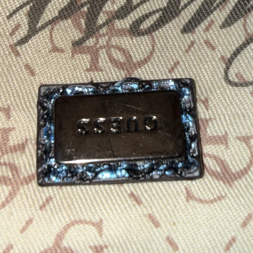 GUESS Metallic Blue Snake-Embossed Tote with Charm - Picture 5 of 5